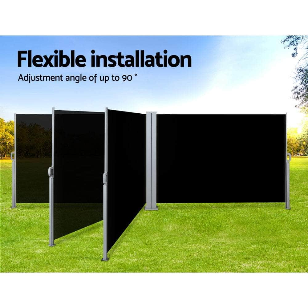 Side Awning Outdoor Blinds Sun Shade Retractable Screen 2X6M Bk