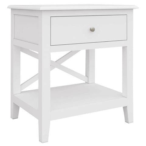 Side Table Desk Sofa End Table Solid Acacia Wood Hampton Furniture - White