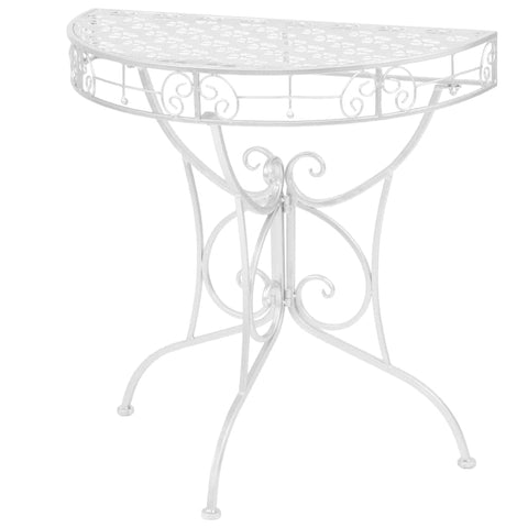 Side Table Vintage Style Half Round Metal Silver