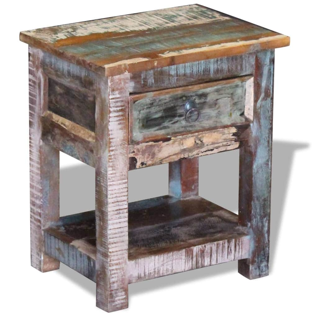 Side Table with 1 Drawer Solid Reclaimed Wood