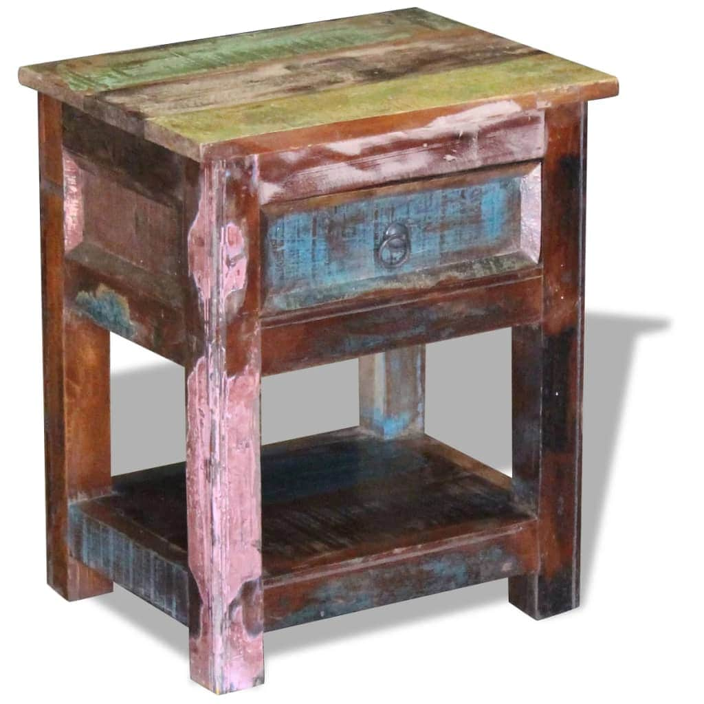 Side Table with 1 Drawer Solid Reclaimed Wood