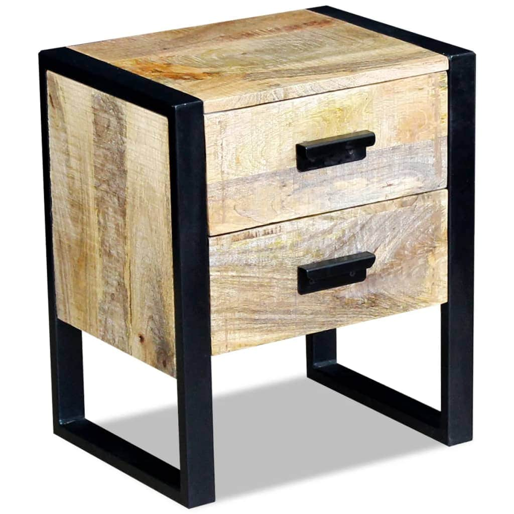 Side Table with 2 Drawers Solid Mango Wood