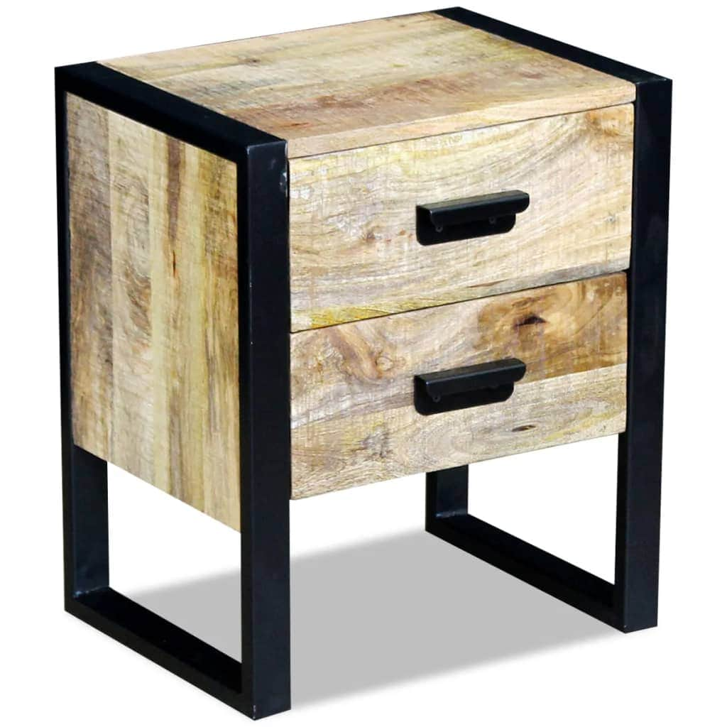 Side Table with 2 Drawers Solid Mango Wood