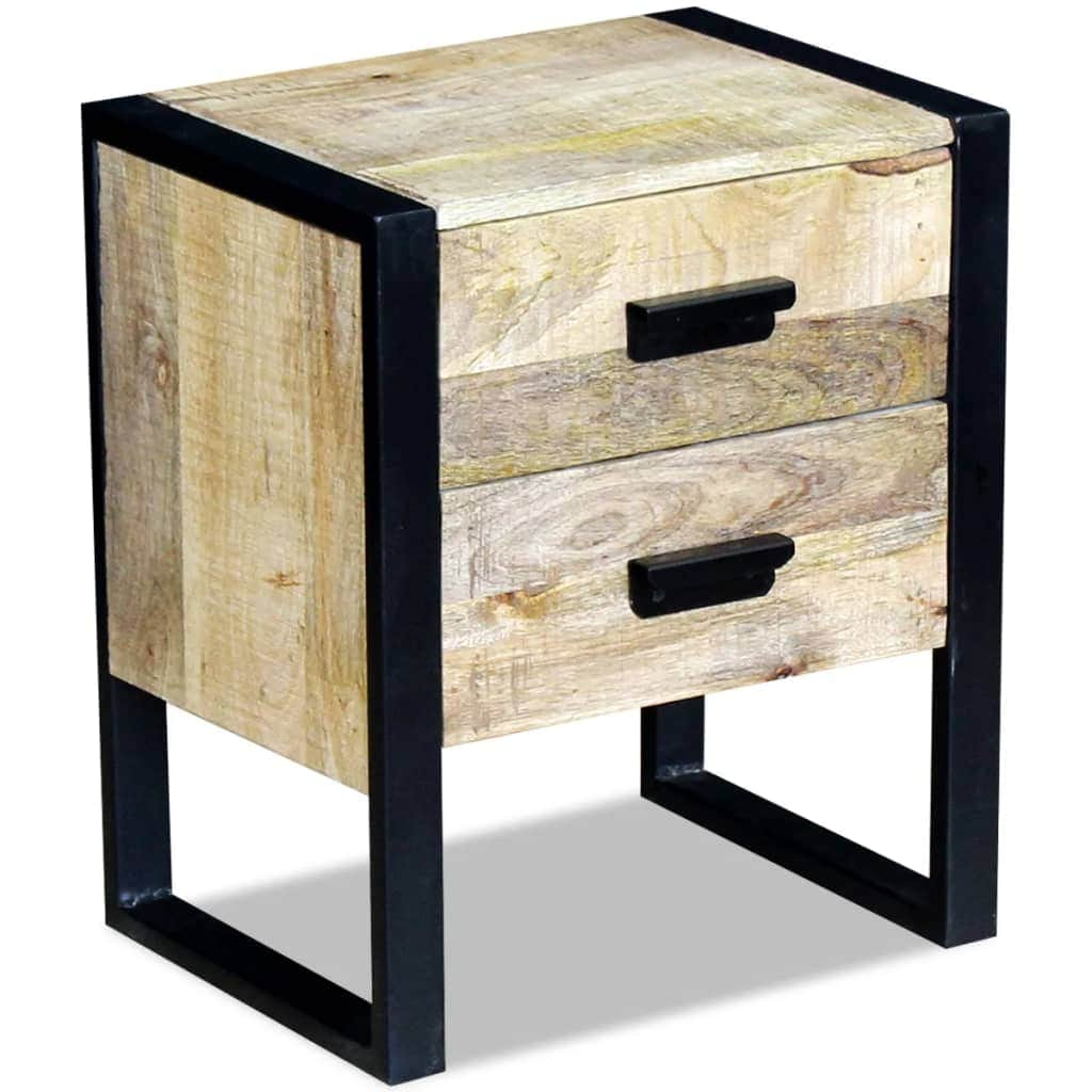 Side Table with 2 Drawers Solid Mango Wood