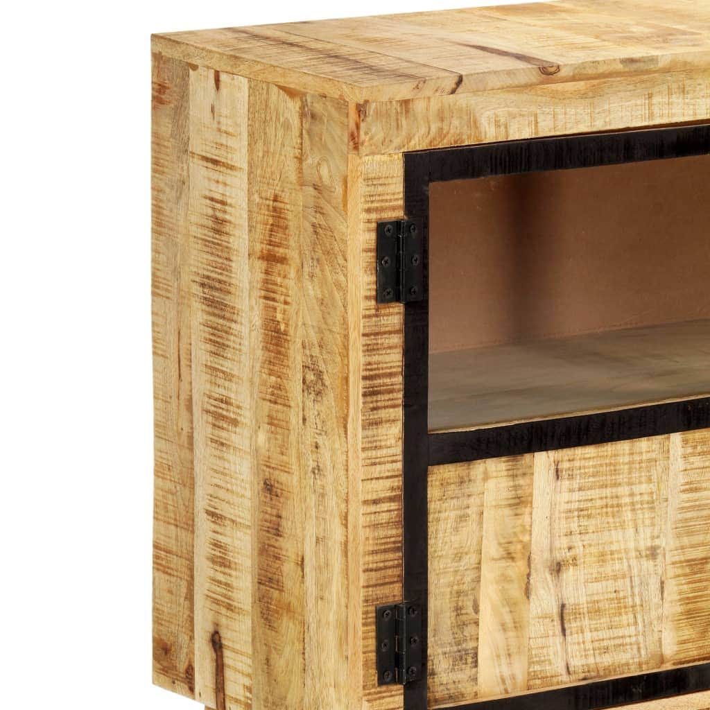 Sideboard Brown and Black Solid Rough Mango Wood