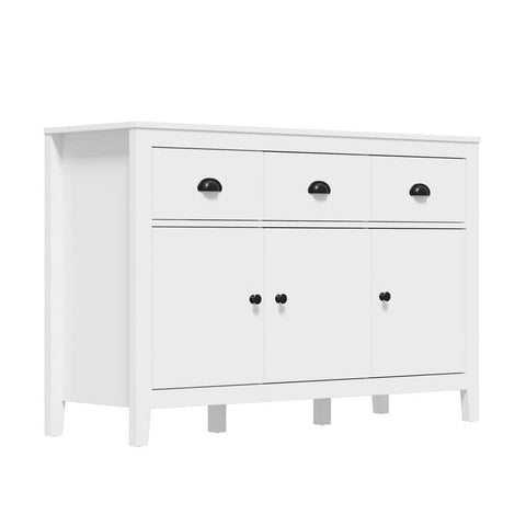 Sideboard Buffet Storage Cabinet 3 Doors Cupboard Pantry Kitchen White