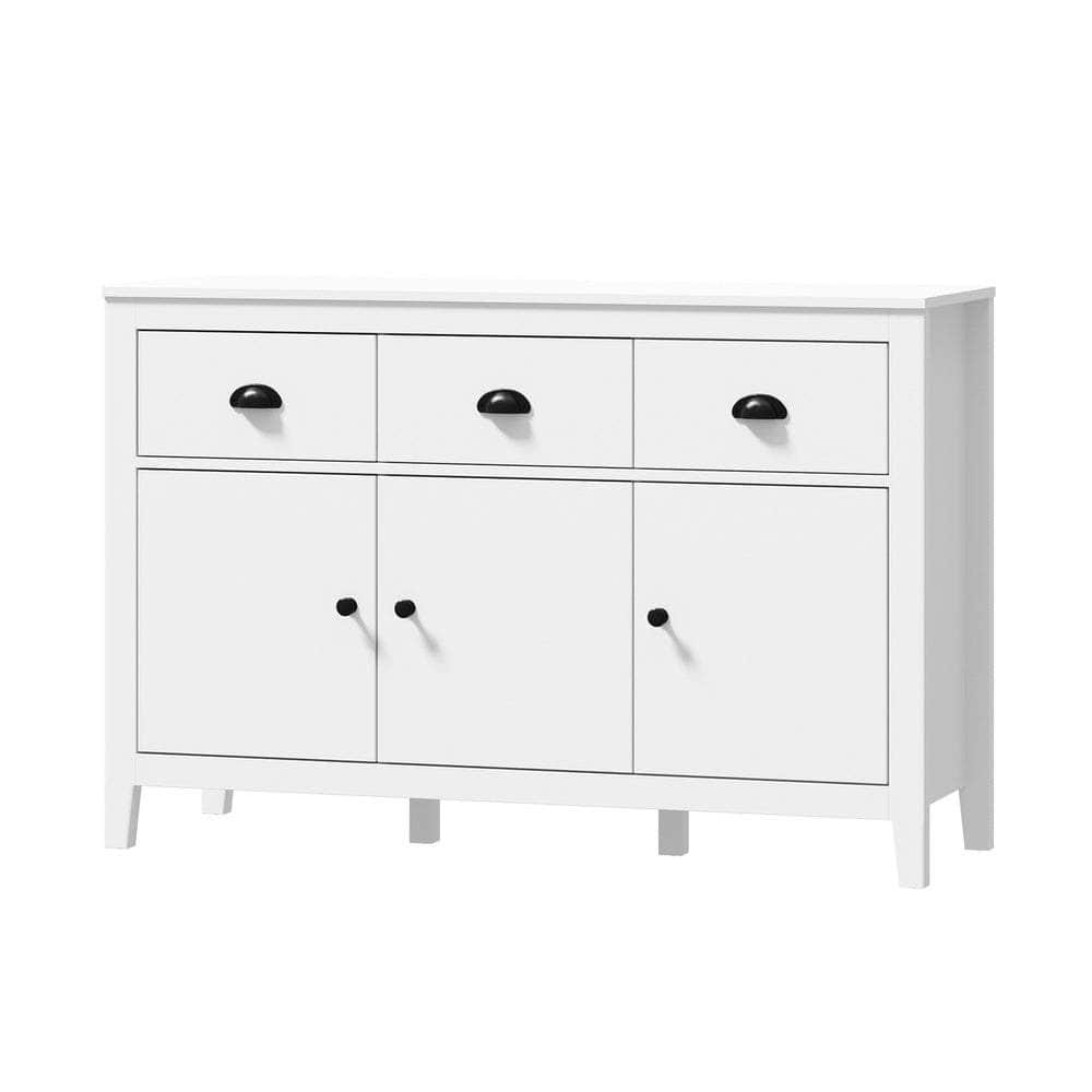 Sideboard Buffet Storage Cabinet 3 Doors Cupboard Pantry Kitchen White