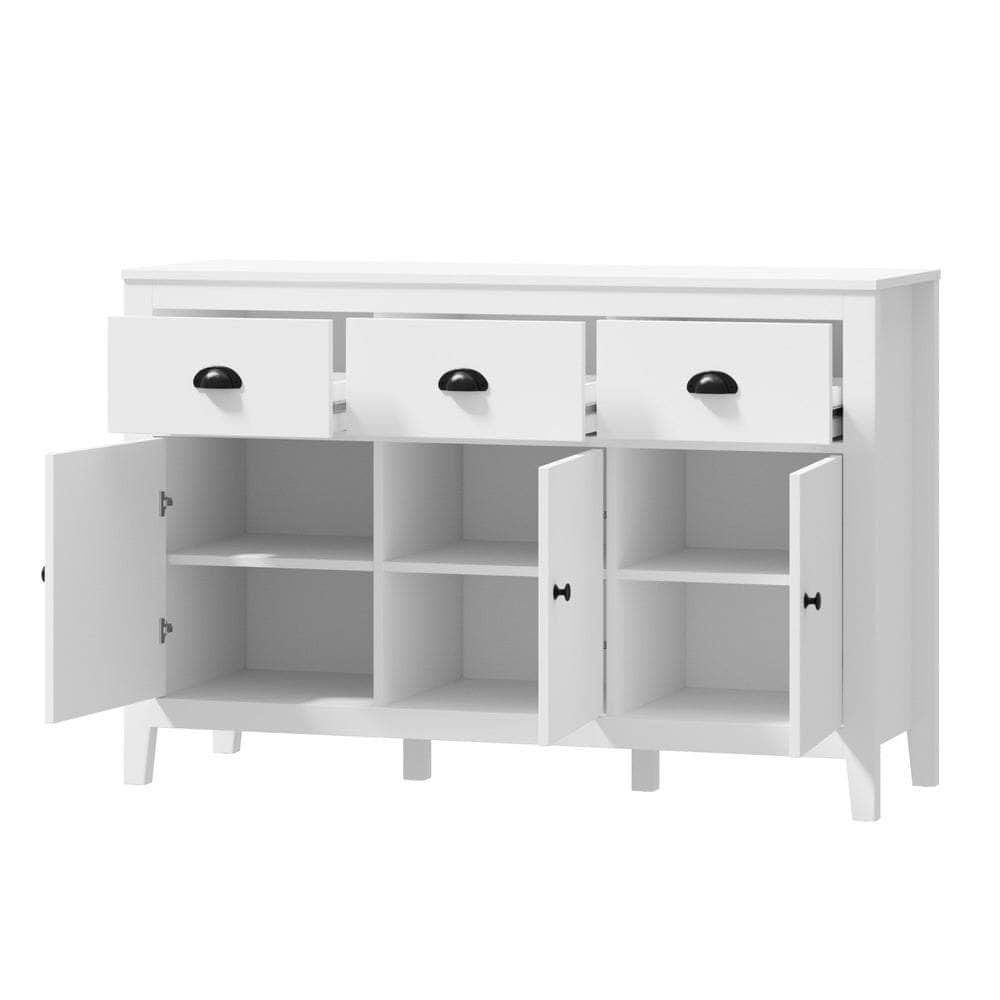 Sideboard Buffet Storage Cabinet 3 Doors Cupboard Pantry Kitchen White