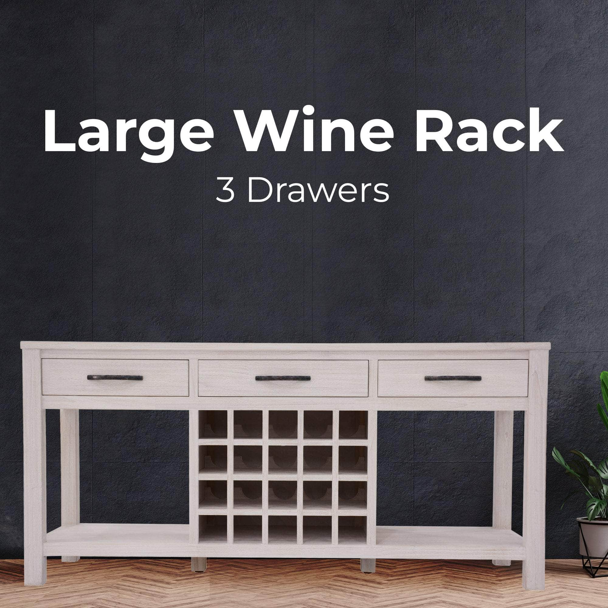 Sideboard Buffet Wine Cabinet Bar Bottle Wooden Storage Rack - White