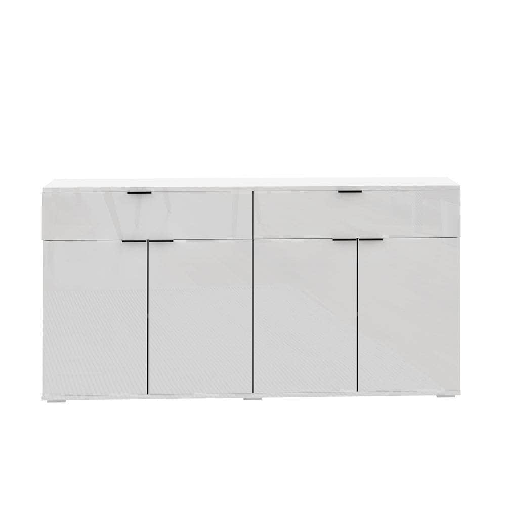 Sideboard High Gloss 4 Doors 2 Drawers Black