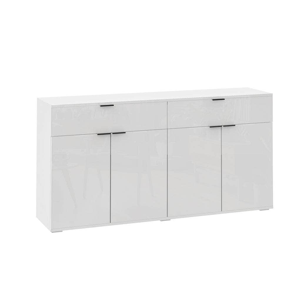 Sideboard High Gloss 4 Doors 2 Drawers Black