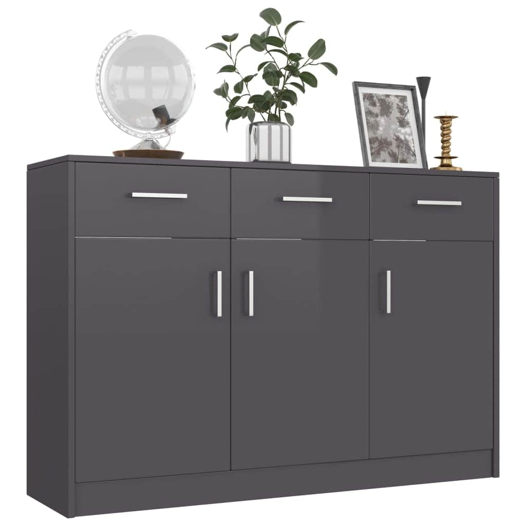 Sideboard High Gloss Grey / Chipboard