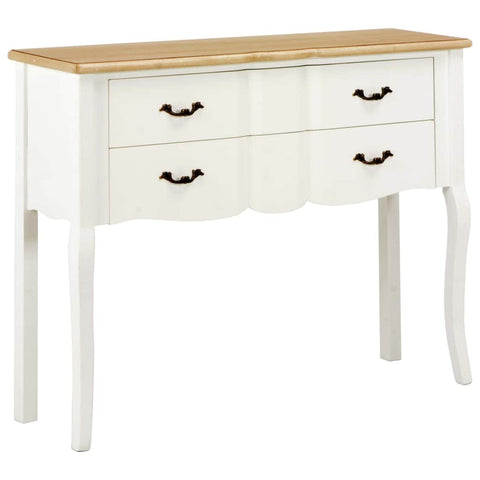 Sideboard White and Brown Solid Wood