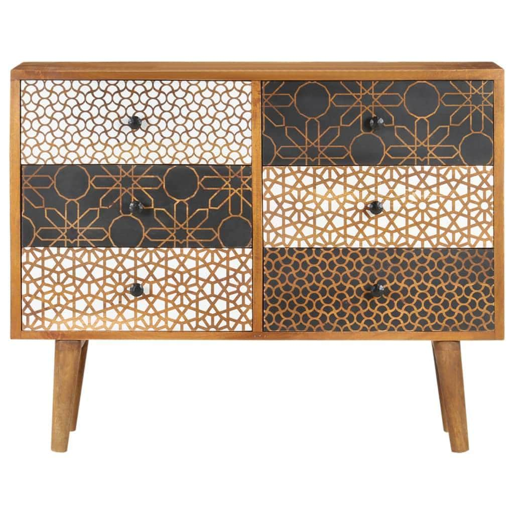 Sideboard with Printed Pattern Solid Mango Wood