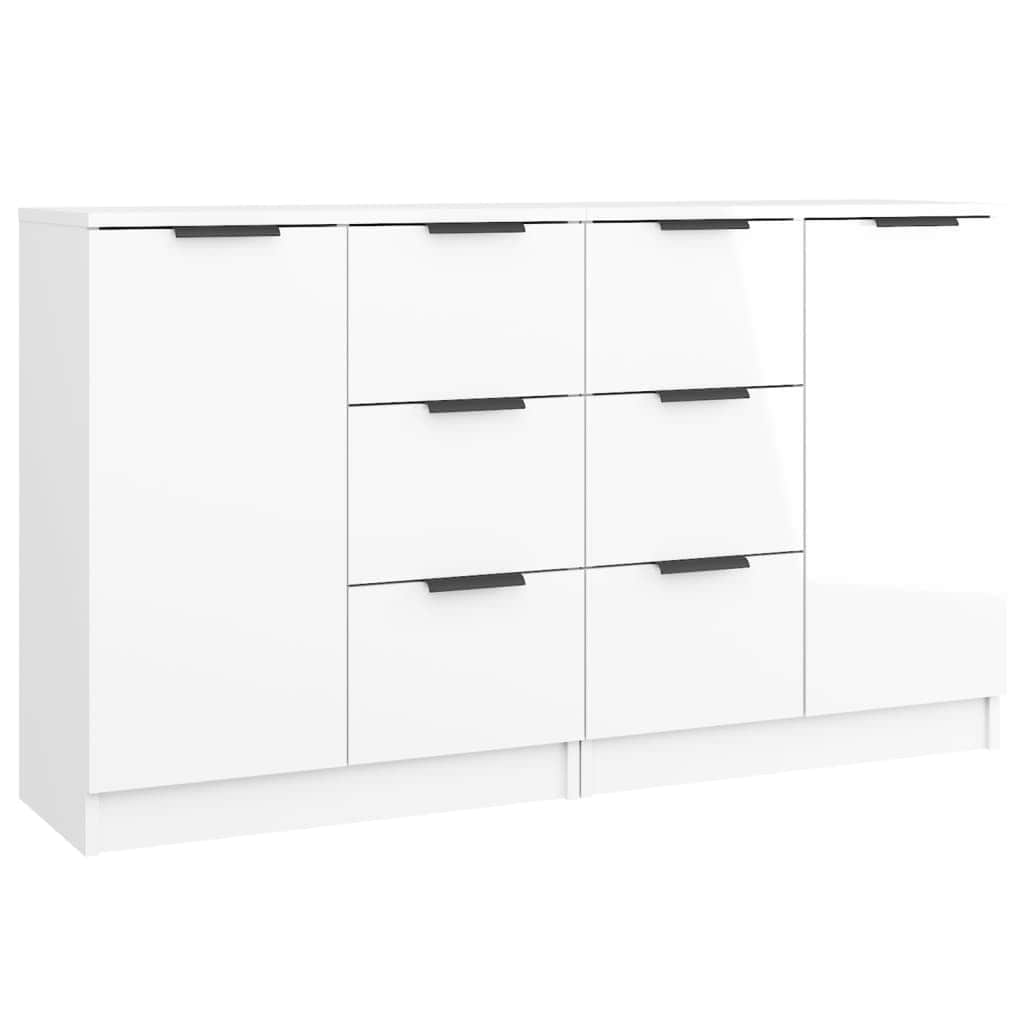 Sideboards 2 pcs High Gloss White Engineered Wood