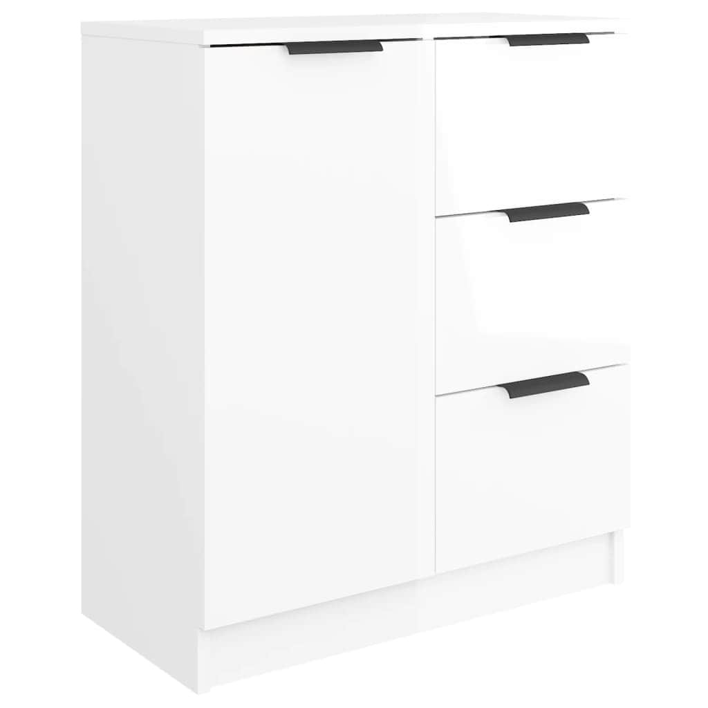 Sideboards 2 pcs High Gloss White Engineered Wood