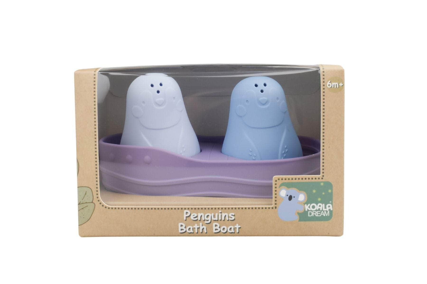 Silicone Two Penguins Bath Boat Purple