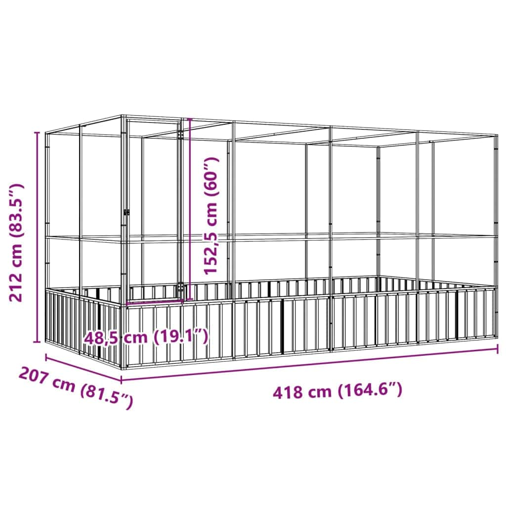 Silver Steel Aviary with Extension