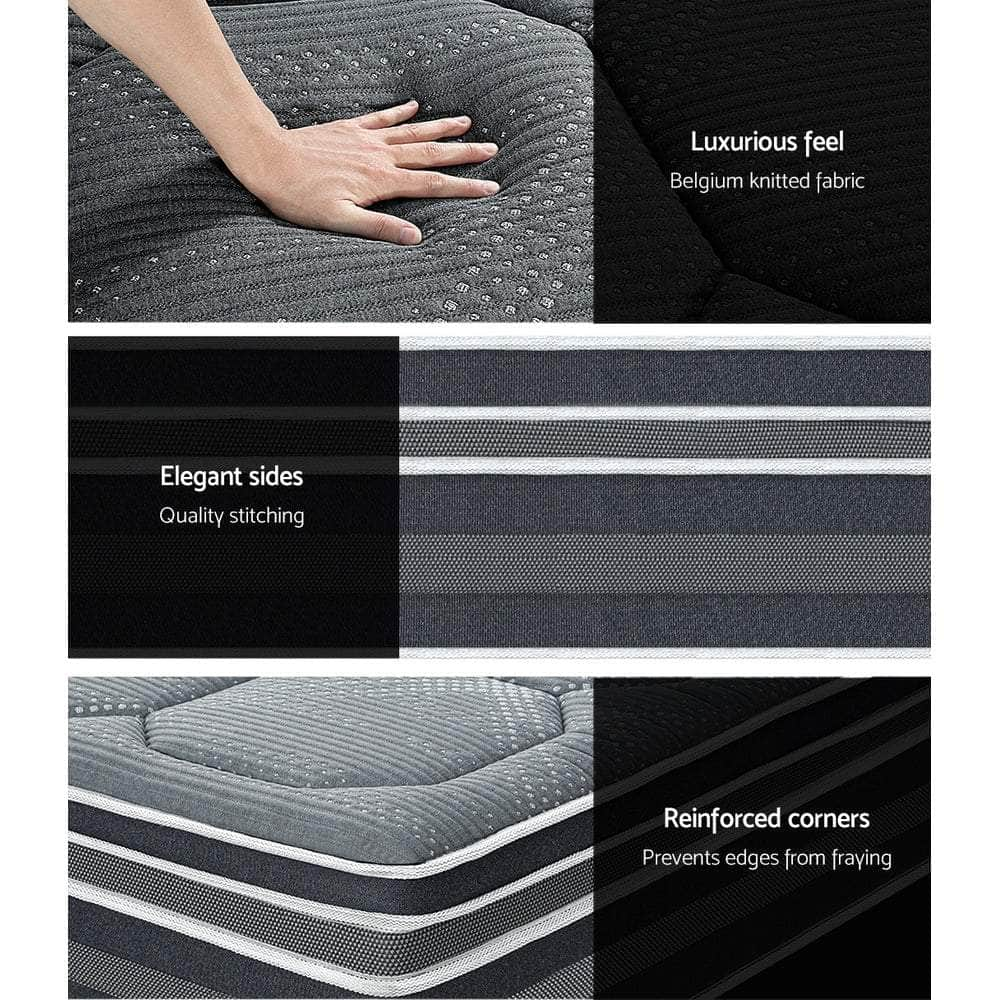 Simple Deals 35Cm Double Mattress Bed 7 Zone Dual Euro Top Pocket Spring Medium Firm