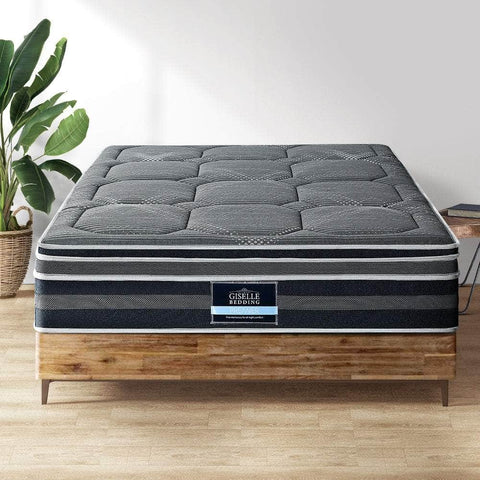 Simple Deals 35Cm Double Mattress Bed 7 Zone Dual Euro Top Pocket Spring Medium Firm