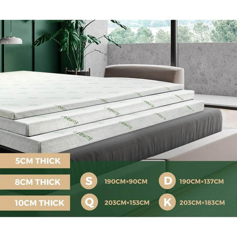 Simple Deals Memory Foam Mattress Topper Queen Bed Cool Gel Bamboo Cover Underlay 5CM