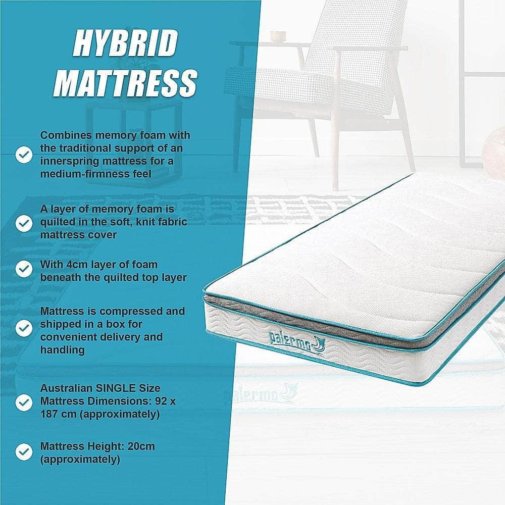 Single 20Cm Memory Foam And Innerspring Hybrid Mattress