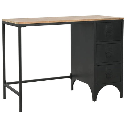 Single Pedestal Desk Solid Firwood and Steel