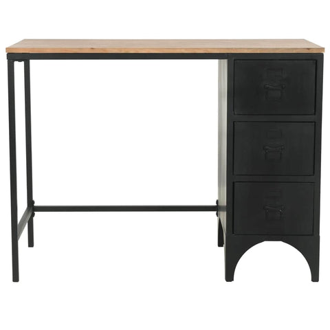 Single Pedestal Desk Solid Firwood and Steel