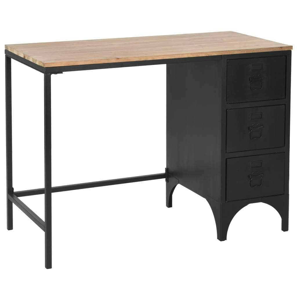 Single Pedestal Desk Solid Firwood and Steel