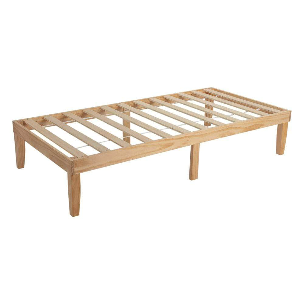 Single Size Warm Wooden Natural Bed Base Frame â€“ King Single