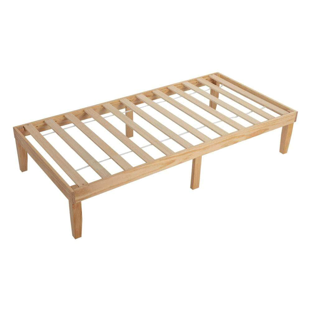 Single Size Warm Wooden Natural Bed Base Frame â€“ King Single