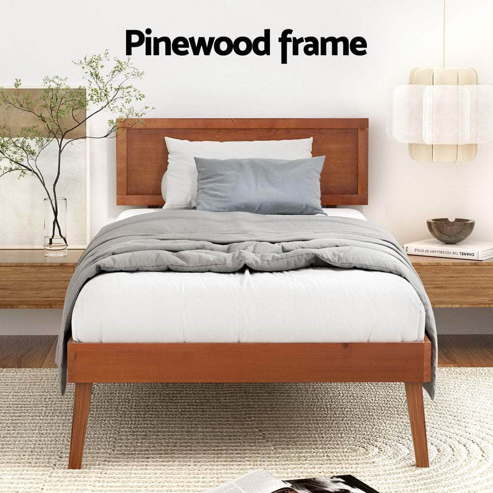 Single Size Wooden Bed Frame - Splay