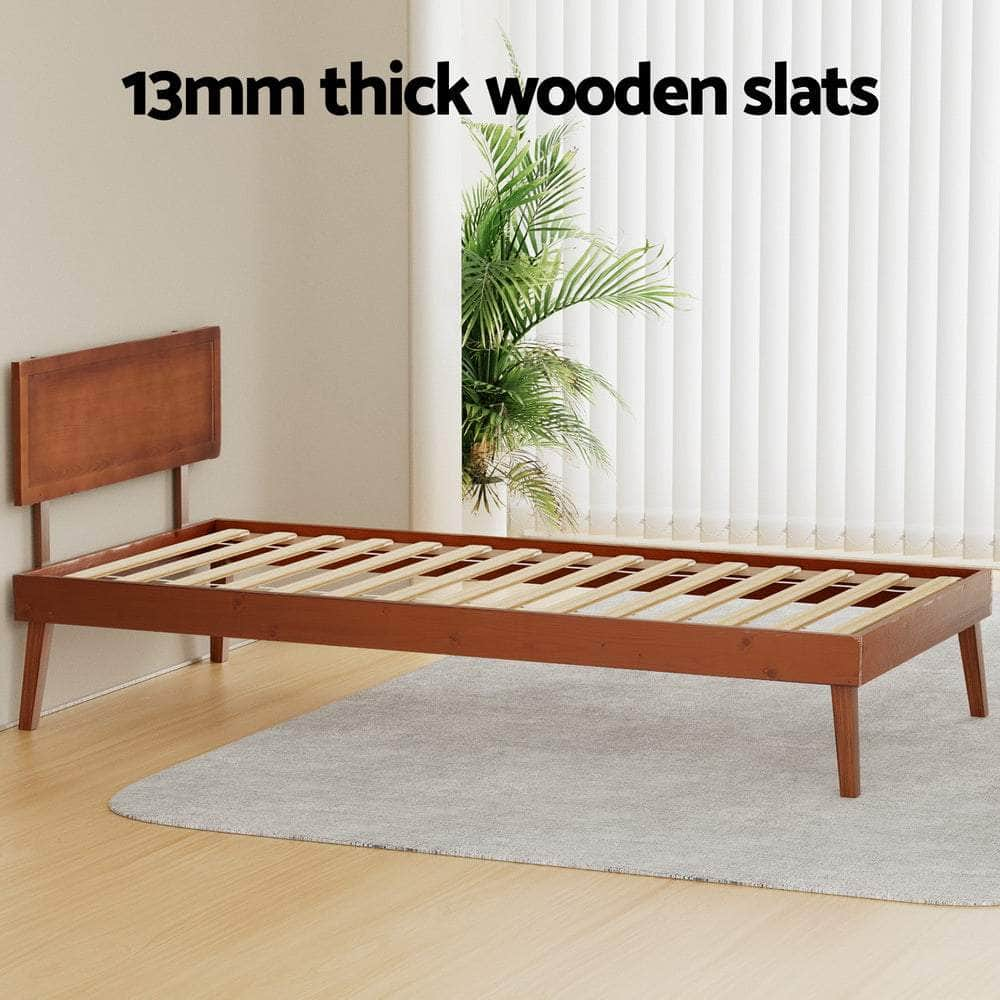 Single Size Wooden Bed Frame - Splay