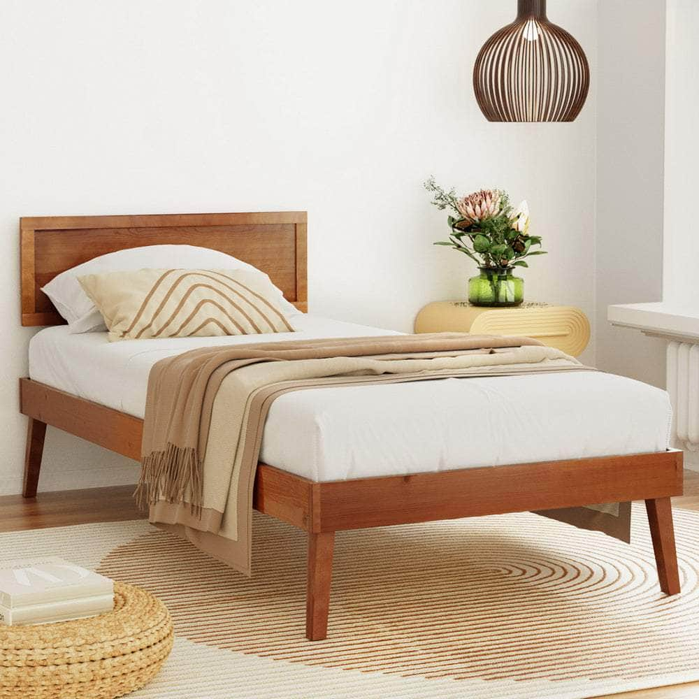 Single Size Wooden Bed Frame - Splay