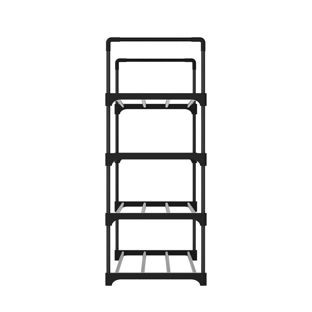 Sleek 4-Tier Shoe Rack - 16 Pairs Stackable Black