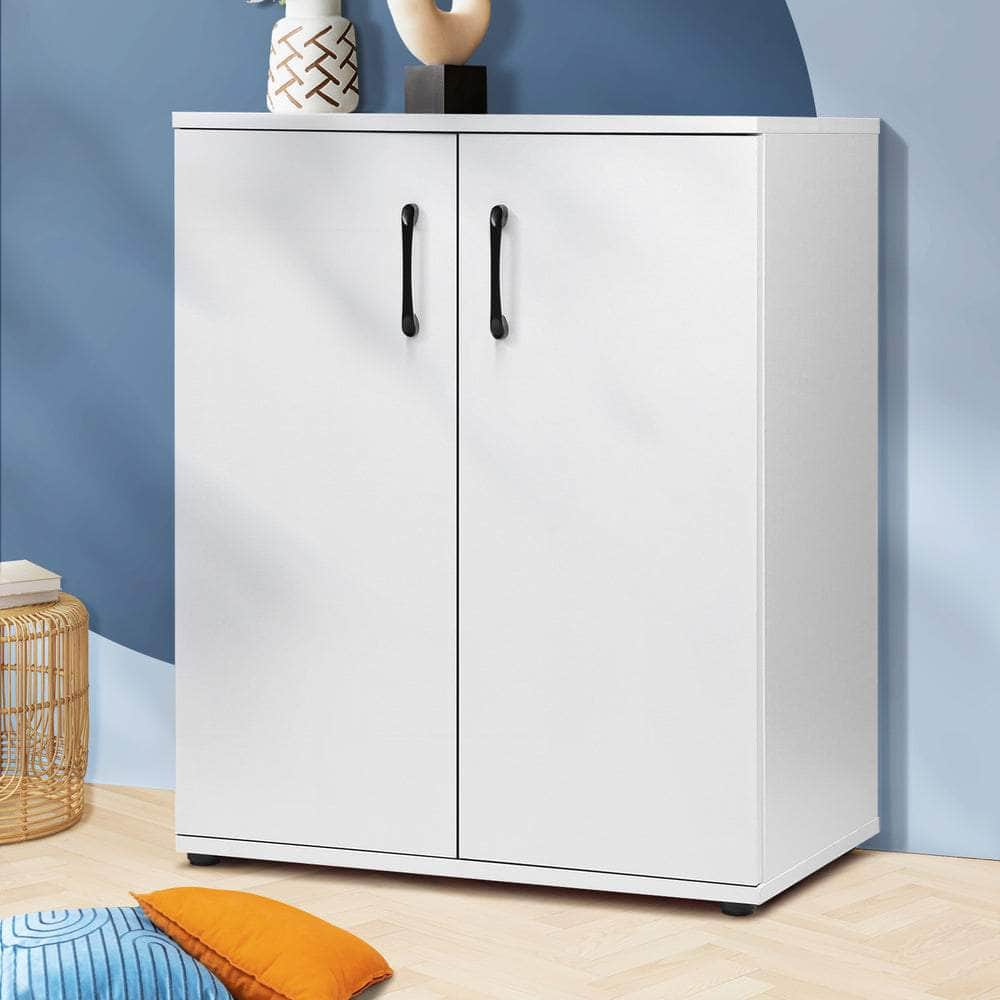 Sleek and Stylish: Versatile Sideboard Cupboard for Bathroom Storage-Natural beige\White