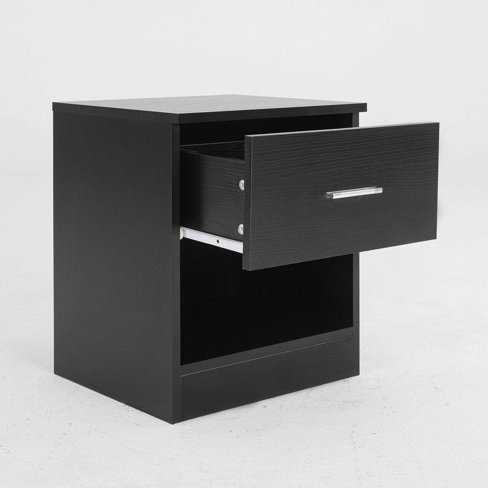 Sleek Bedroom Storage Bedside Table Black Nightstand