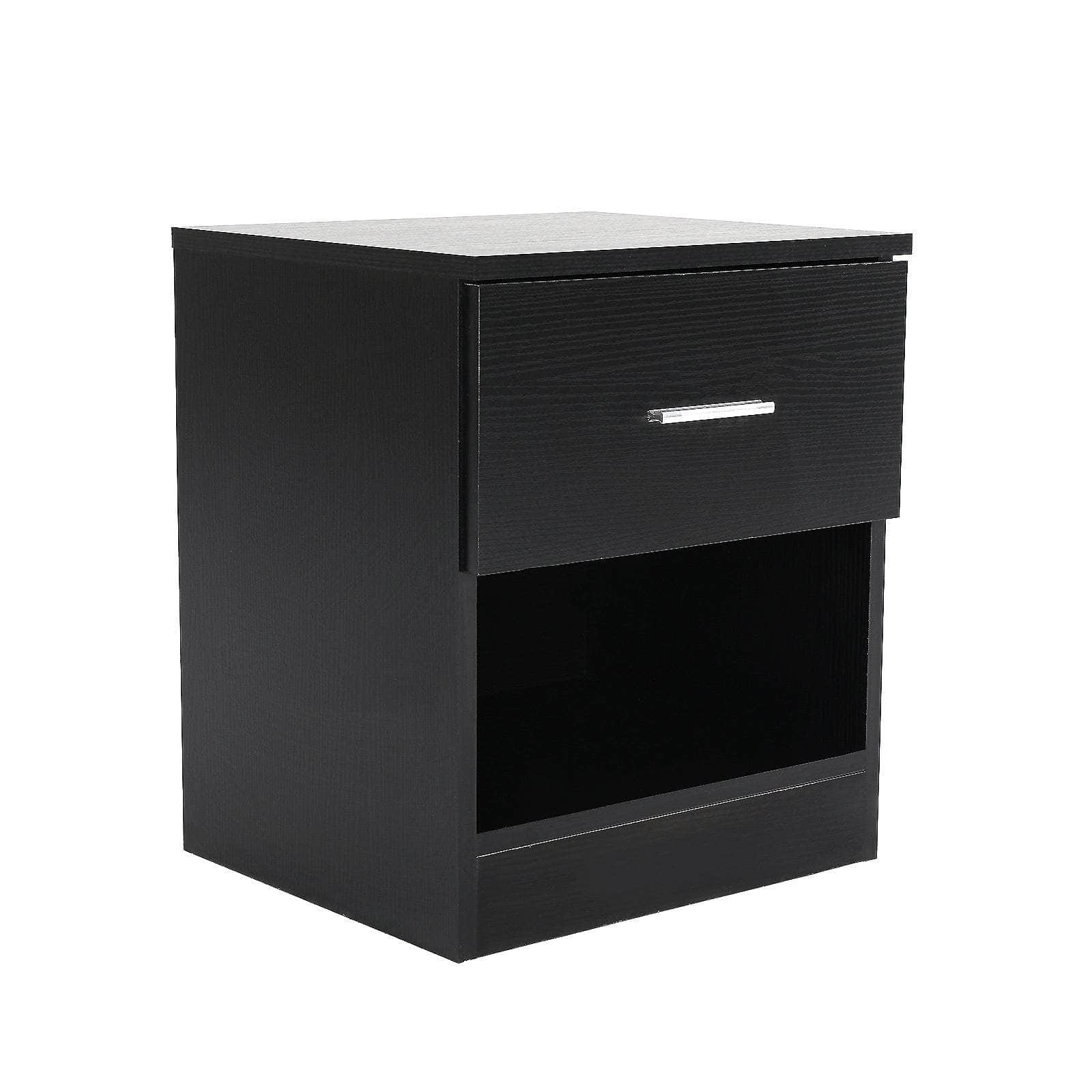 Sleek Bedroom Storage Bedside Table Black Nightstand