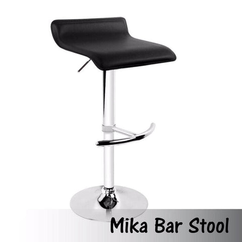 Sleek Black Bar Stools - Leather, Low Back, Adjustable