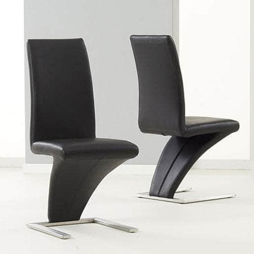 Sleek Black Leatherette Dining Chairs - Set of 2