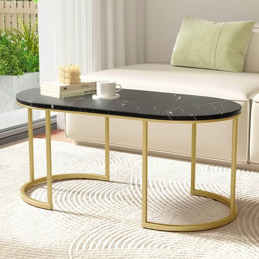 Sleek Black Marble Effect Coffee Table