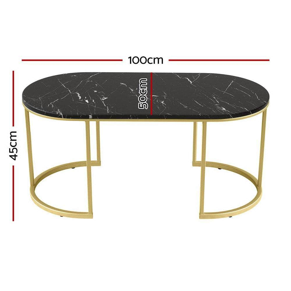 Sleek Black Marble Effect Coffee Table