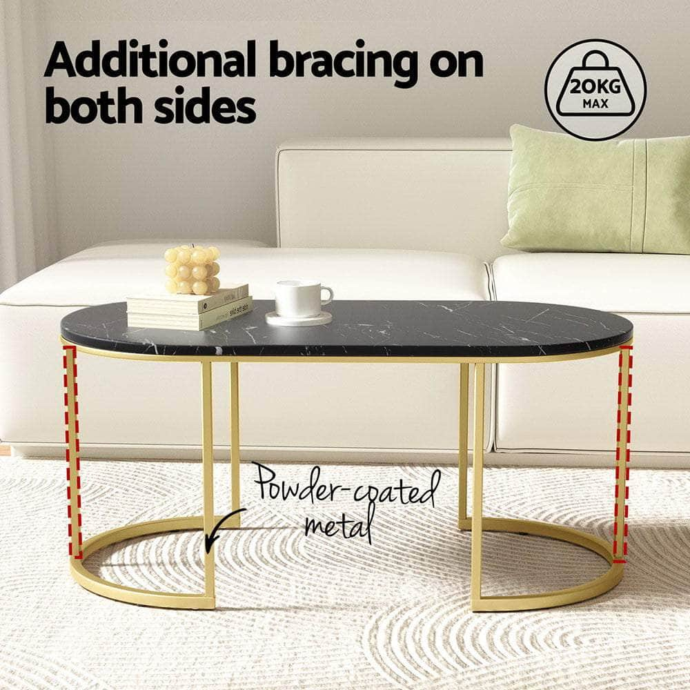 Sleek Black Marble Effect Coffee Table