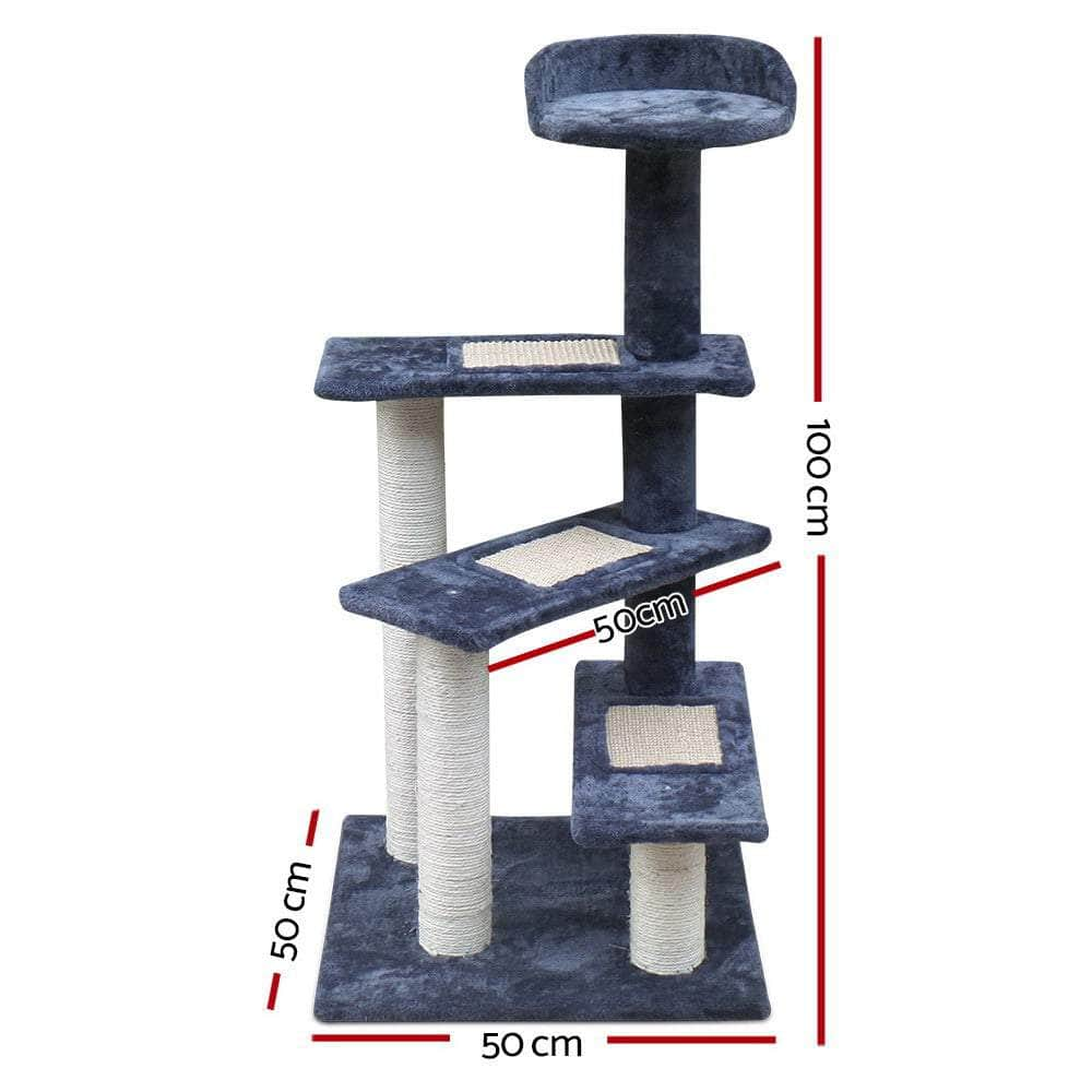 Sleek Cat Tree Tower with Scratching Posts - 100cm