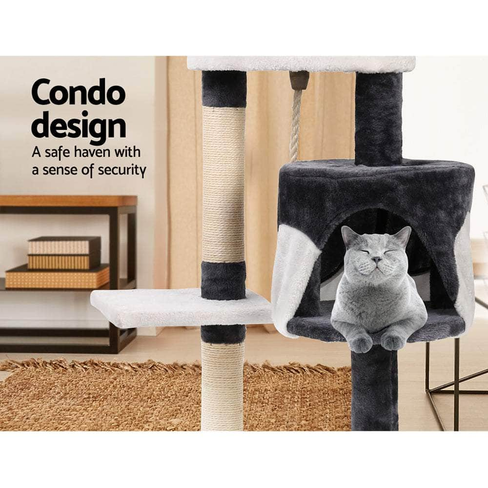 Sleek Cat Tree Tower with Scratching Posts - 112cm