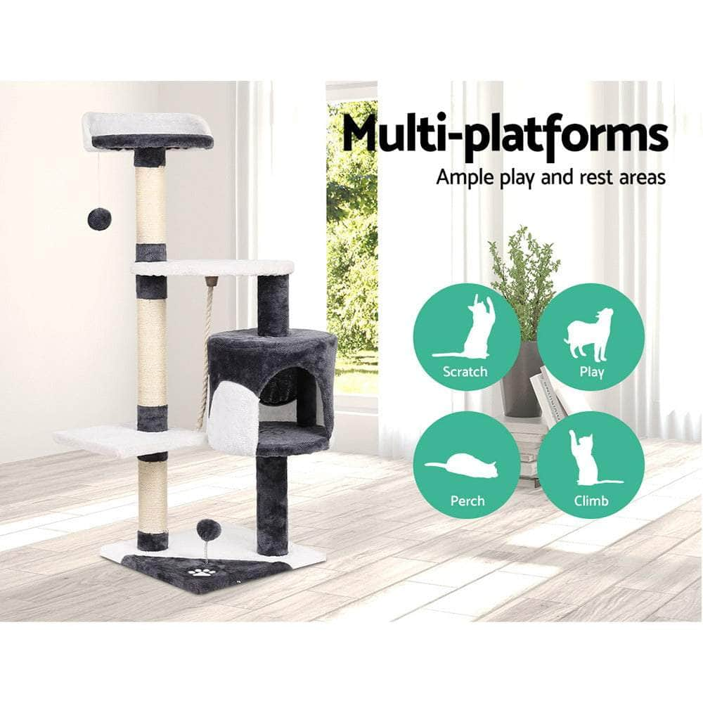 Sleek Cat Tree Tower with Scratching Posts - 112cm