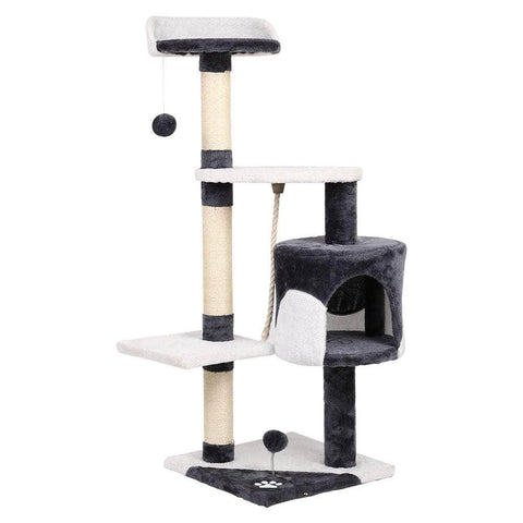 Sleek Cat Tree Tower with Scratching Posts - 112cm