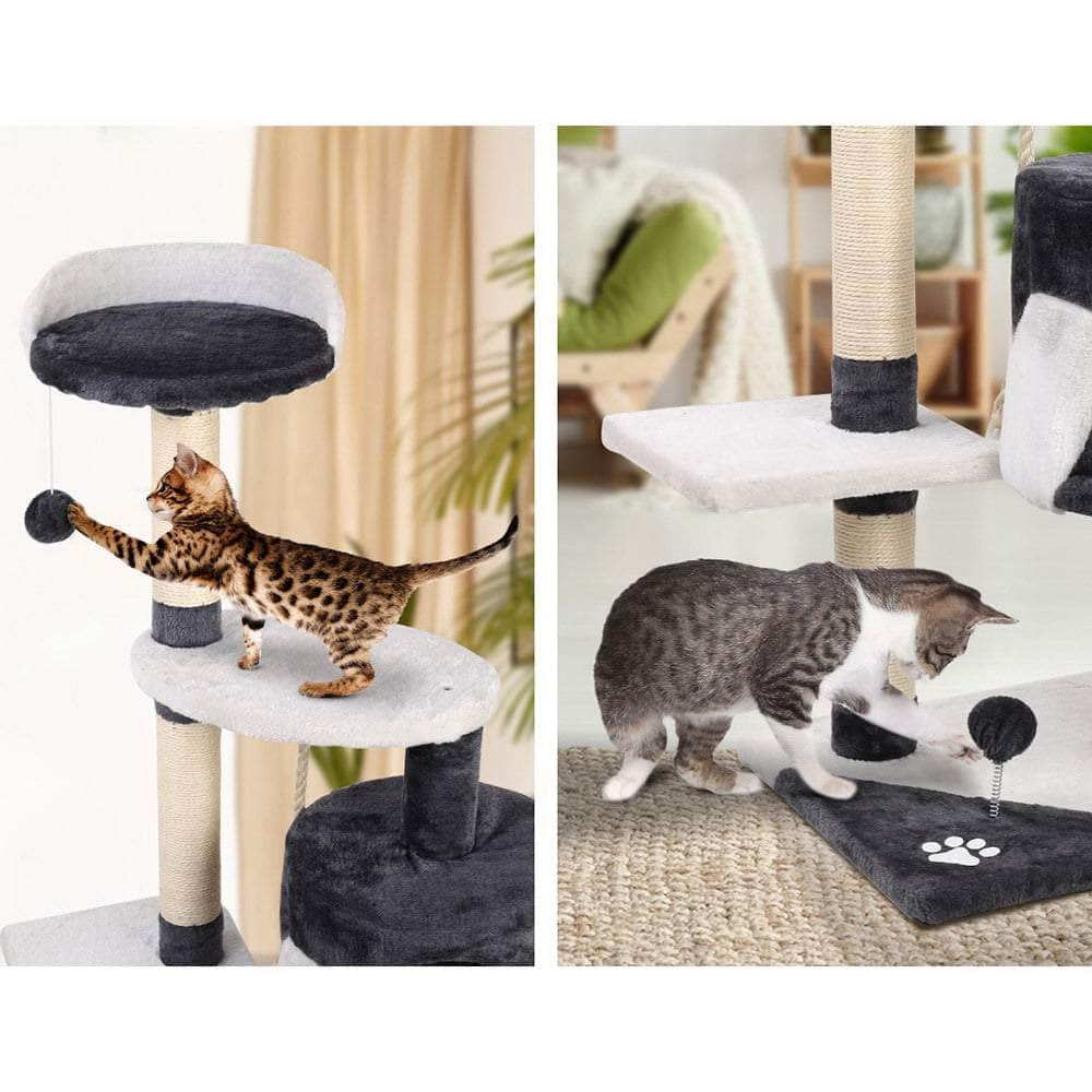 Sleek Cat Tree Tower with Scratching Posts - 112cm