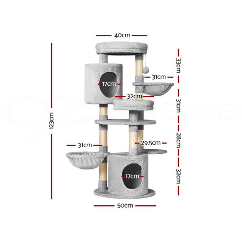 Sleek Cat Tree Tower with Scratching Posts - 123cm