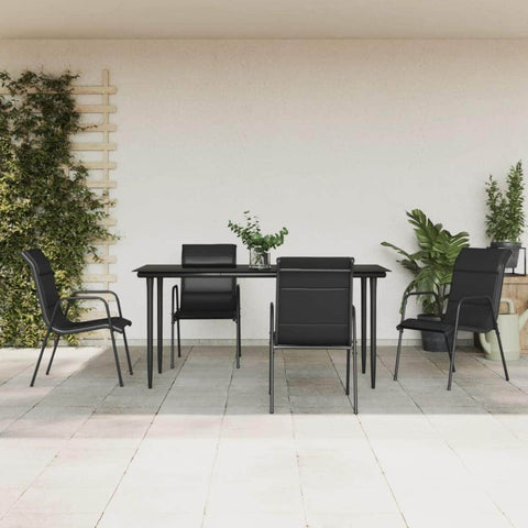 Sleek Dining Ensemble: 5-Piece Garden Dining Set in Black